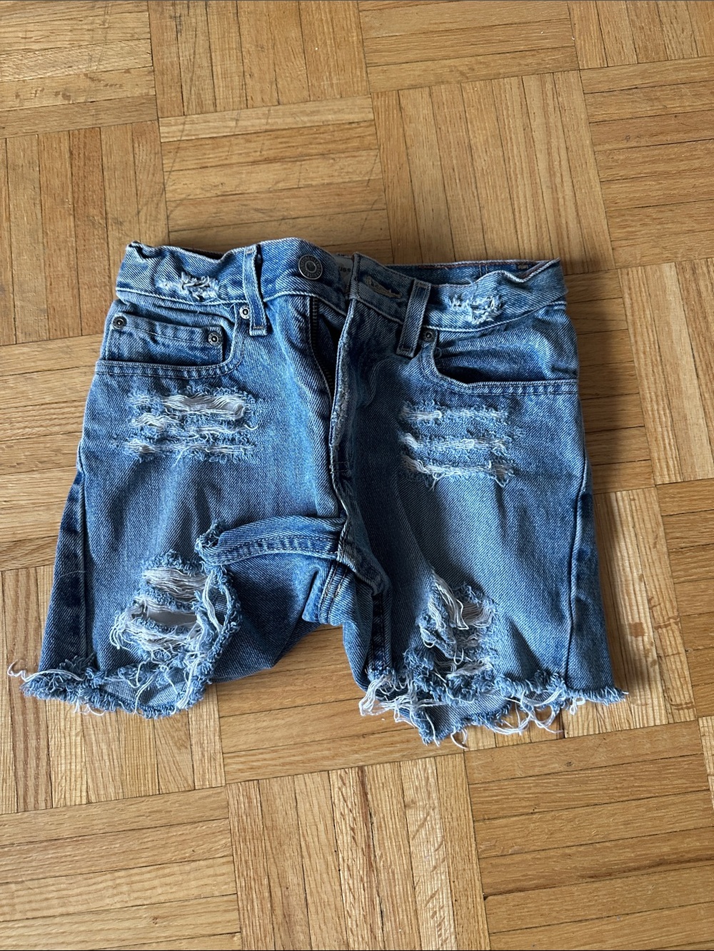 Vintage! Distressed Light Blue Bootcut Denim Cutoff Shorts